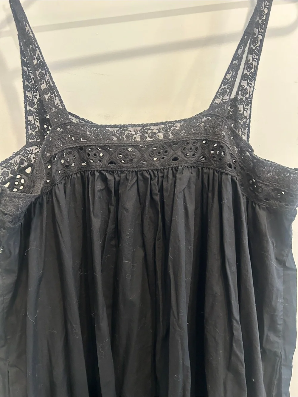 J. Crew Black lace-Trim Regenerative Cotton maxi dress with pockets!